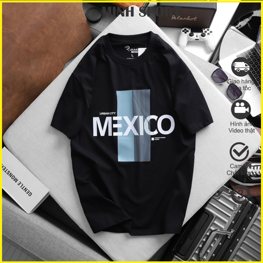 Áo Thun Nam Cổ Tròn Màu Đen Vải Cotton In Mexico Đẹp, Mềm Mát mã AO.95