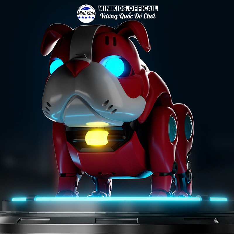 Đồ chơi mô hình chó Pitbull biết đi có nhạc có đèn tặng kèm pin dành cho bé - Đồ chơi MiniKids