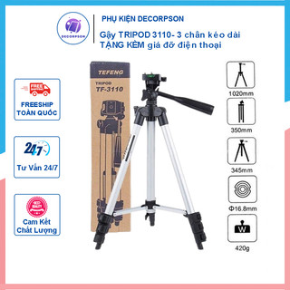 Gậy TRIPOD 3110- 3 chân kéo dài, TẶNG KÈM giá đỡ điện thoại