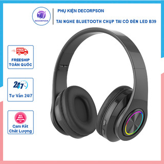 Tai nghe bluetooth chụp tai Led B39 - bluetooth 5.0 tặng kèm jack cắm PC