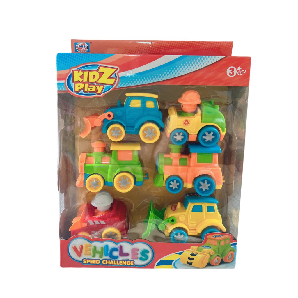 Set 6 đồ chơi xe hơi xe tải xe lửa cho các bé từ 3 tuổi