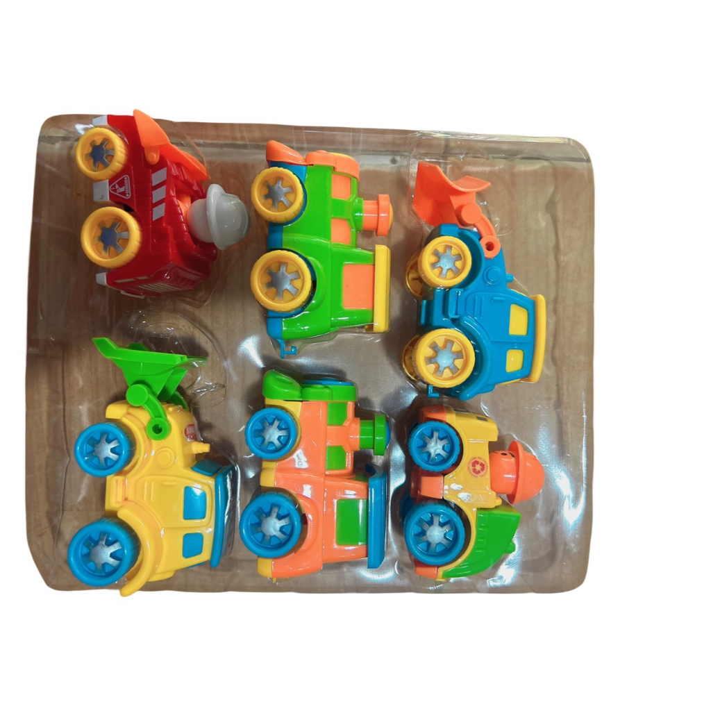 Set 6 đồ chơi xe hơi xe tải xe lửa cho các bé từ 3 tuổi