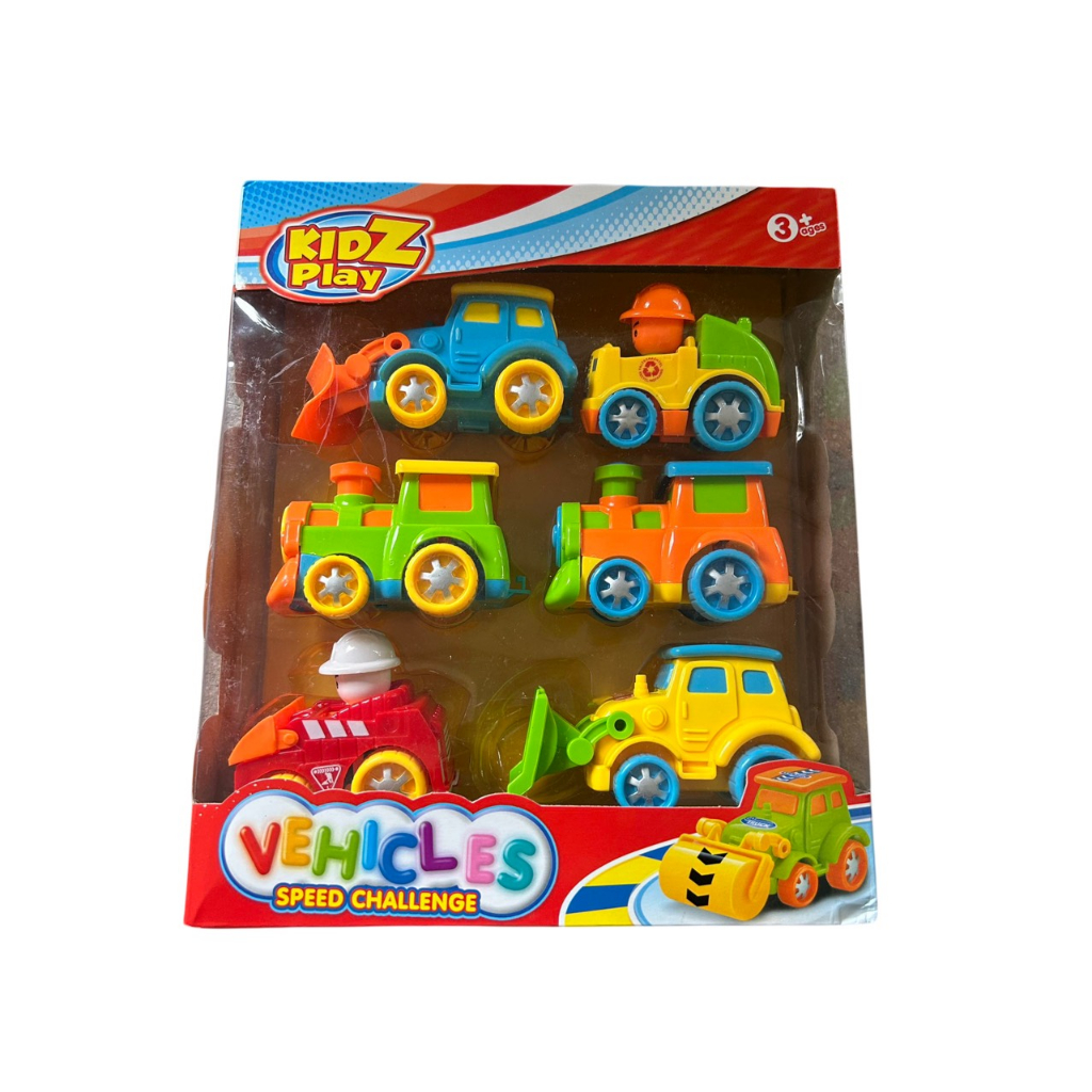 Set 6 đồ chơi xe hơi xe tải xe lửa cho các bé từ 3 tuổi