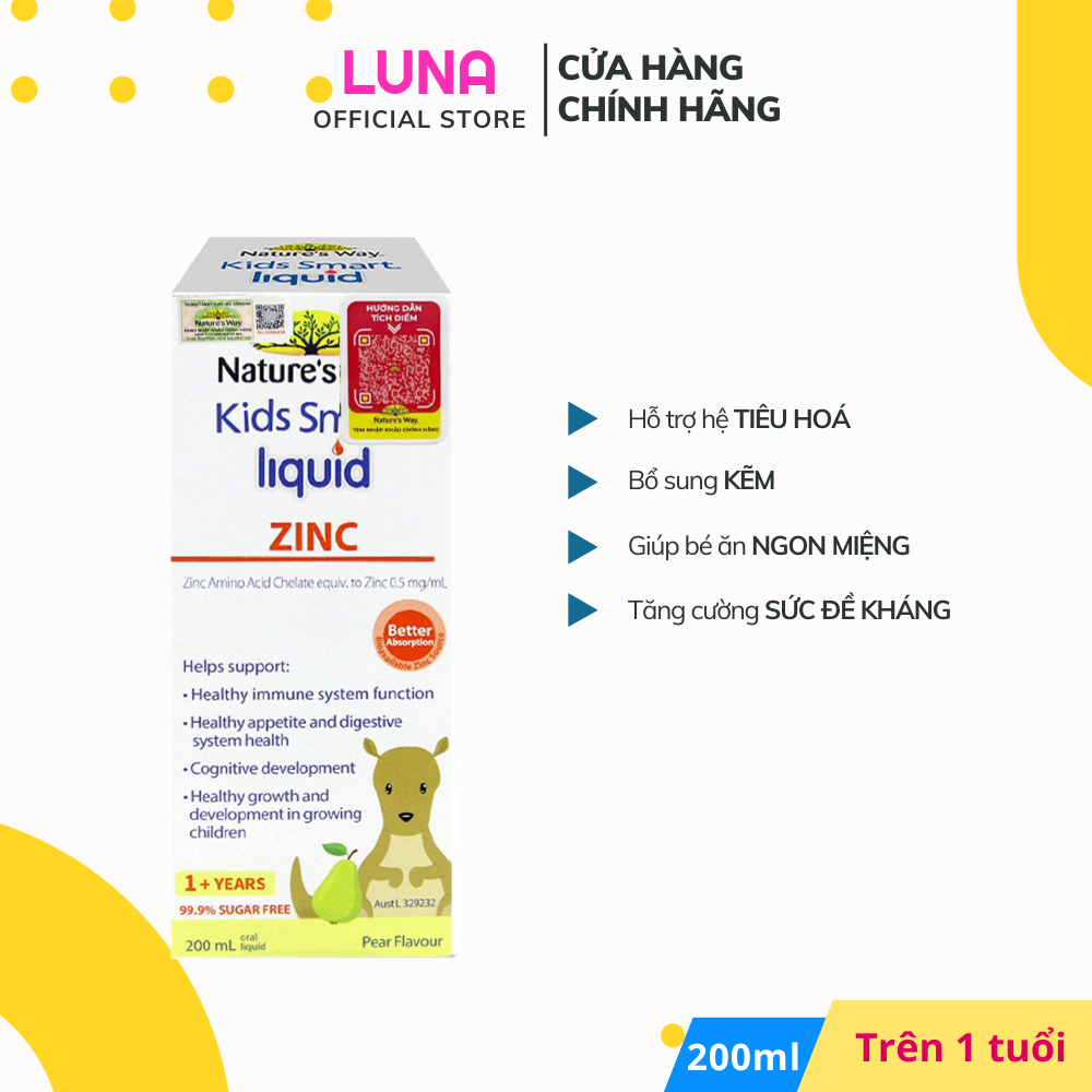 Siro Uống Nature's Way Kids Smart Liquid Zinc Bổ Sung Kẽm, Tăng Sức Đề Kháng Cho Bé 200ml