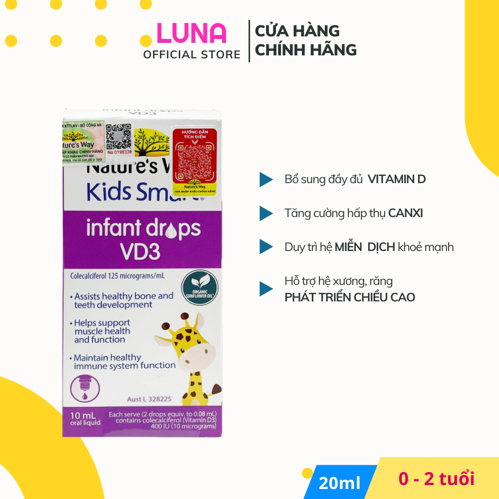 Siro Uống Nature's Way Kids Smart Infant Drops VD3 Bổ Sung Vitamin D Cho Bé 10ml