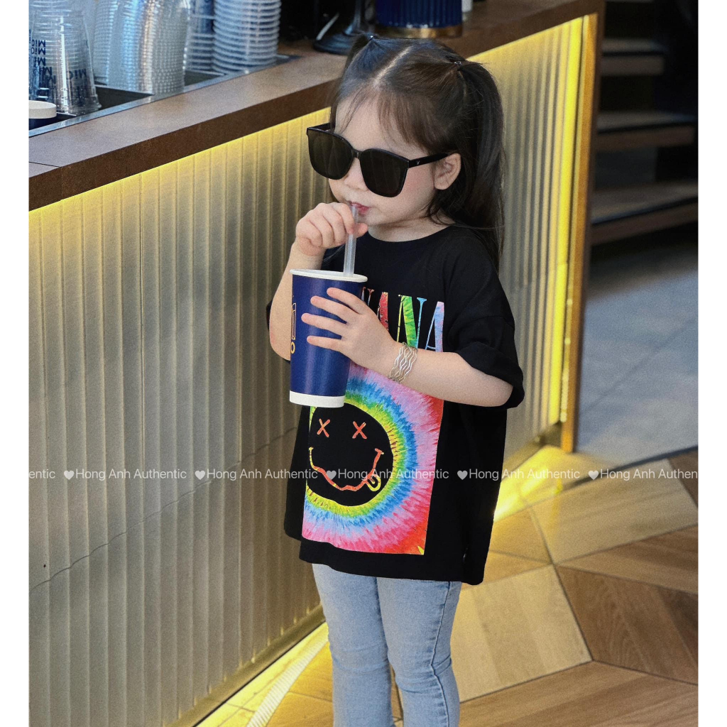 Áo thun nirvana cầu vồng cho bé gái , bé trai , áo phông cho cả gia đình unisex , Kid_genz