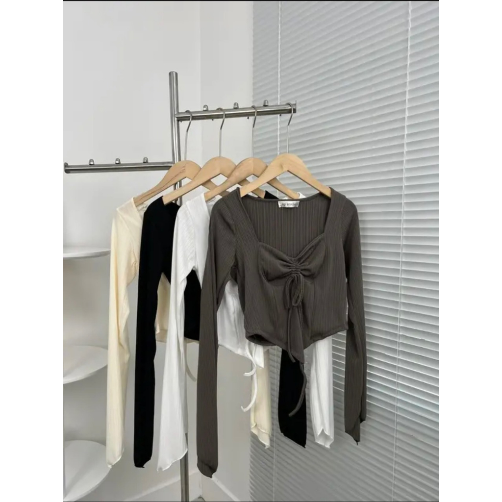 Áo thun tăm dài tay rút ngực vạt nhọn - Retrosstyle - Aorutnguc0302_P6K11