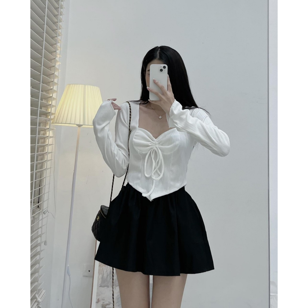 Áo thun tăm dài tay rút ngực vạt nhọn - Retrosstyle - Aorutnguc0302_P6K11