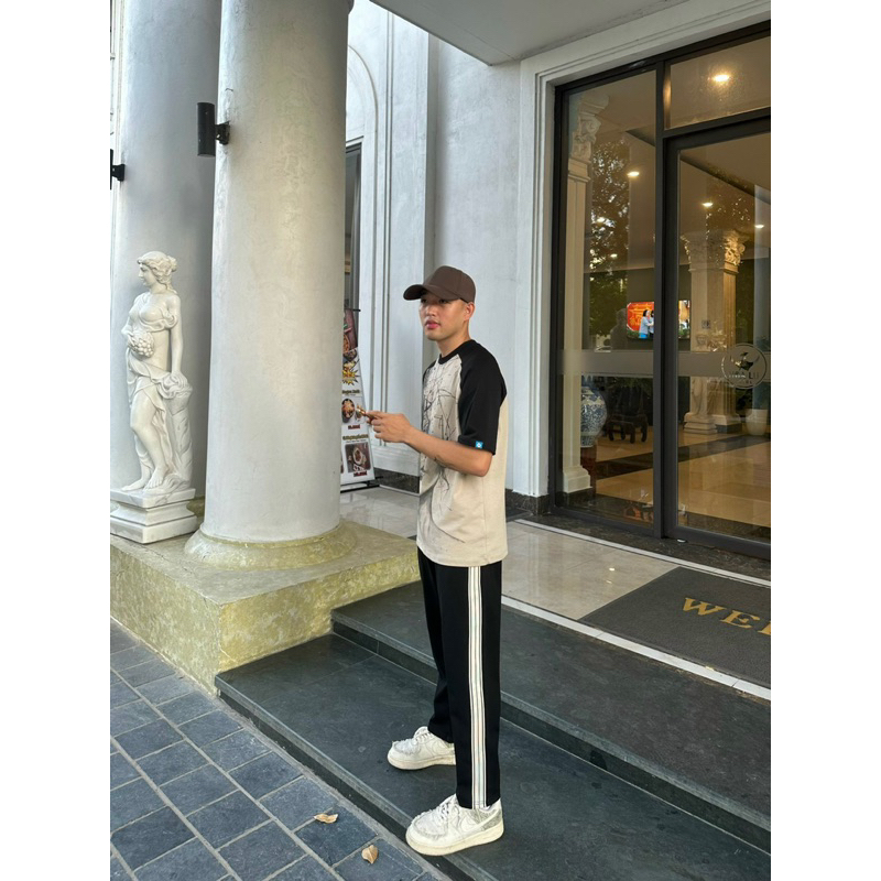 Quần dài thể thao nam nữ, Quần dài Sọc baggy chất vải Umi hàn