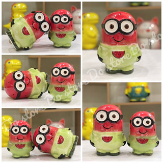 Lợn đất tiết kiệm-Heo đất tiết kiệm-hình ngộ nghĩnh cho bé-Minion dưa hấu-Gốm sứ Bát Tràng-Lợn đất- Lợn đất Bát Tràng