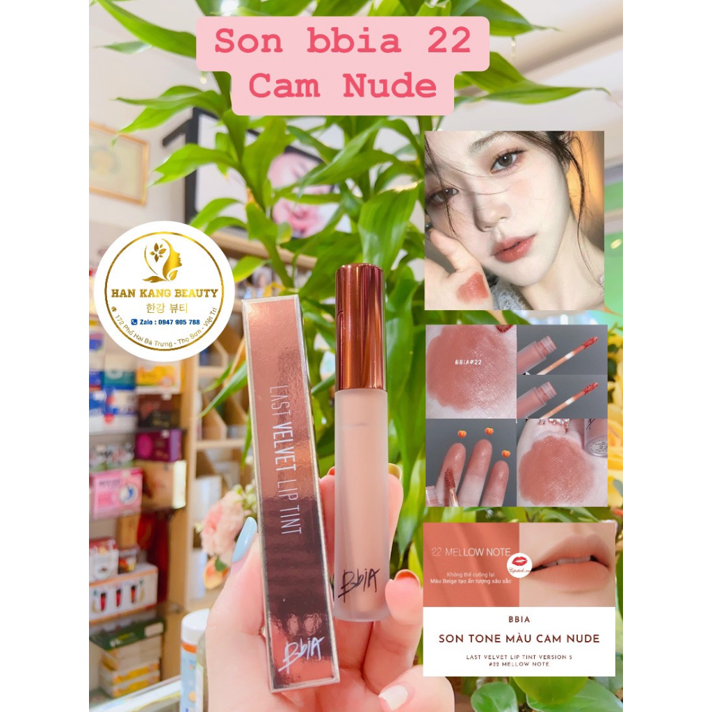 Son kem lì Bbia Last Velvet Lip Tint màu 12, 24, 23, 02, 25, 04, 01