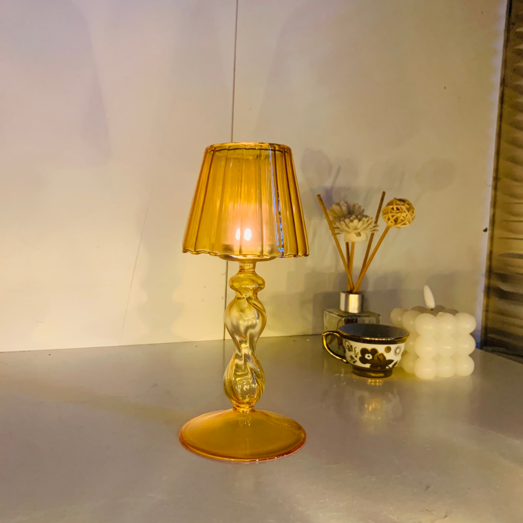 Chân nến thuỷ tinh hình đèn ngủ trang trí nhà cửa, decor bàn tiệc