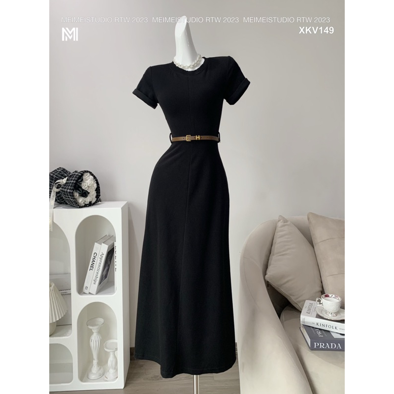 đầm len midi kèm belt