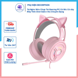 Tai Nghe Mèo Chụp Tai Gaming PC Có Mic Có dây Máy Tính Chơi Game thủ Chuyên Dụng