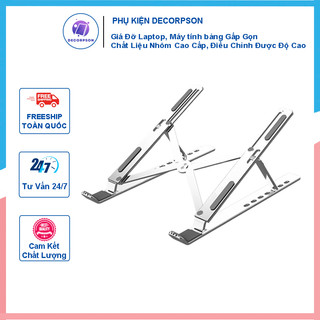 Giá Đỡ Laptop, Máy tính bảng Gấp Gọn Chất Liệu Nhôm Cao Cấp, Điều Chỉnh Được Độ Cao (Tặng Kèm Túi Đựng)