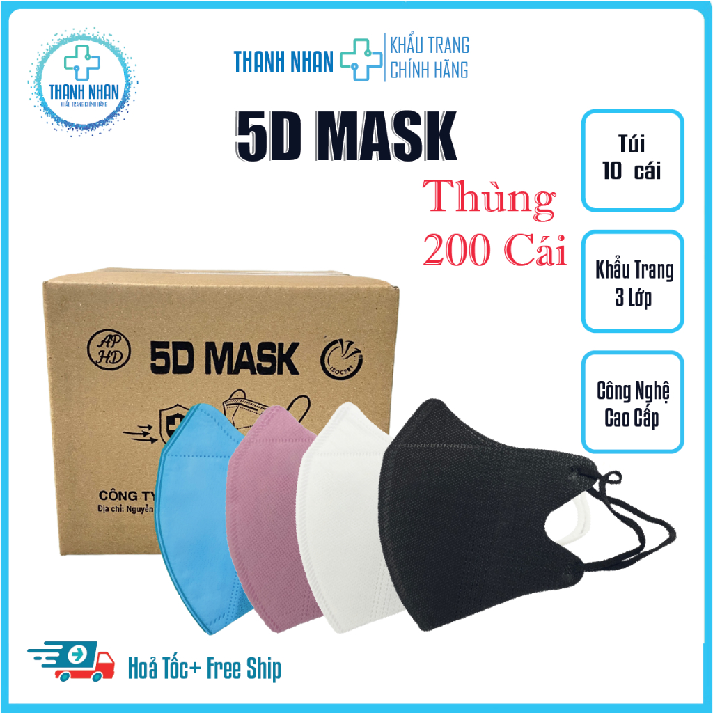 [Thùng 200 Cái] Khẩu Trang 5D Mask,Chống Nắng,Chống Tia UV,Chống Bụi,Khẩu Trang Thời Trang Hot Trend CAREION.