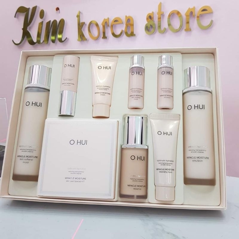 Set dưỡng trắng hồng căng mịn da - Ohui miracle moisture mẫu mới