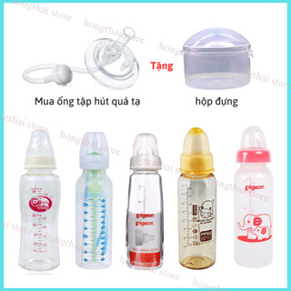 Ống tập hút bình sữa cổ hẹp Pigeon, Núm tập hút silicon cho bình sữa cổ hẹp Pigeon, Wesser, Dr Brown