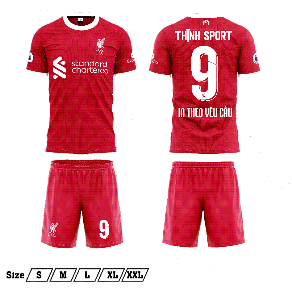 Áo bóng đá, đá banh Liverpool tay ngắn in tên số theo yêu cầu
