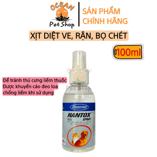(Hantox xịt 100ml) Chai xịt ve, bọ chét chó mèo