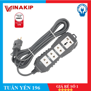 Ổ cắm chịu tải 8000W VINAKIP 4 ngả liền dây lõi sứ 3 mét 5 mét- Hàng Chính Hãng