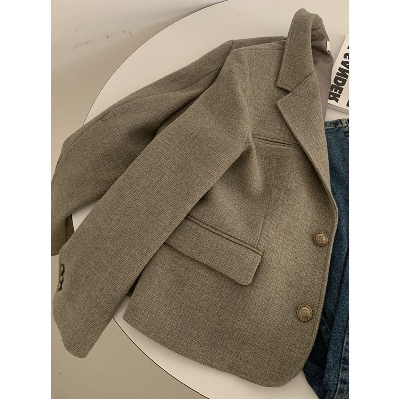Áo khoác dạ blazer màu nâu tây hot hit hàng QC