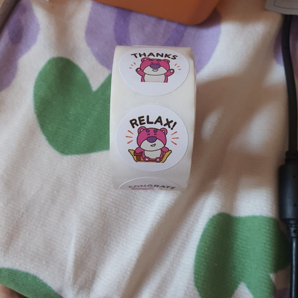 Nhãn dán sticker Thank You Cuộn 100 tem nhiều mẫu lựa chọn dễ thương gấu dâu