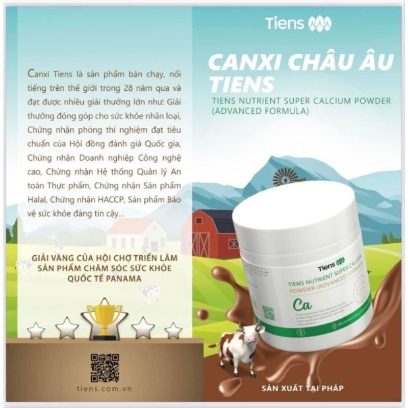 Canxi Tiens nhập khẩu Châu Âu Pháp 250g Super Calcium Powder Advanced Formula.
