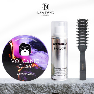 [COMBO] Sáp Vuốt Tóc Volcanic Clay + Gôm Xịt Tóc Butterfly 150ml + Tặng lược bán nguyệt chaoba