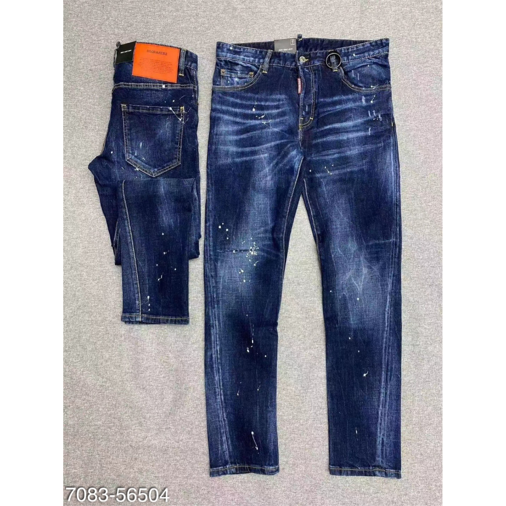 Quần Jean Nam DSQ Xanh Trơn Đơn giản - Quần Jean Bò Nam Rách Gối Hàng Cao Cấp
