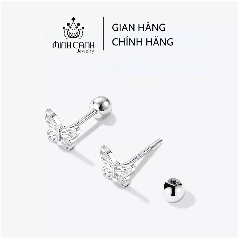 Bông Tai Bạc Cánh Bướm Mini Chốt Bi Ren - Minh Canh Jewelry