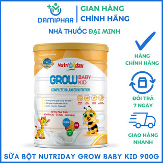 Sữa Bột Nutriday Grow Baby Kid 900g - Hỗ Trợ Phát Triển Chiều Cao, Cân Nặng, Trí Não