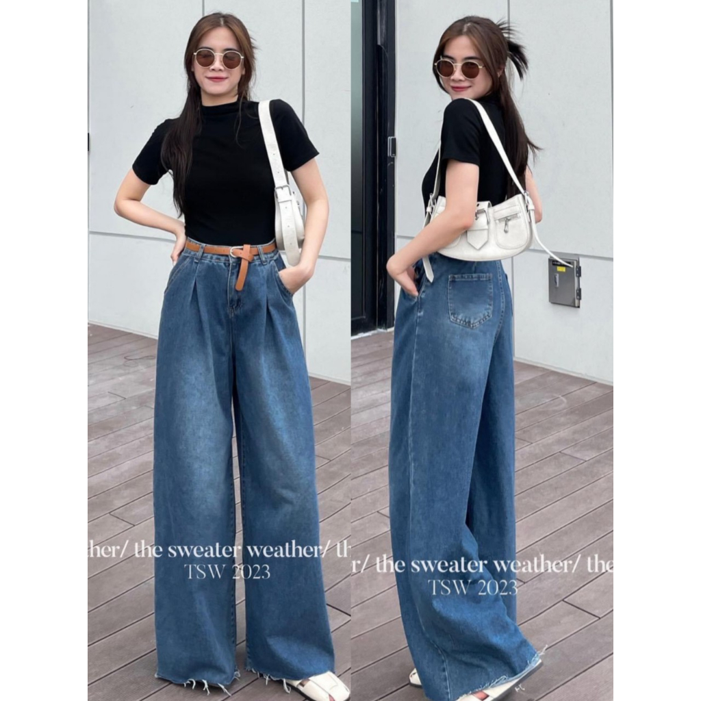 Quần jean xuông ống rộng kèm đai da - 247store.vn - Quanxuongkemdai7226_P0K49