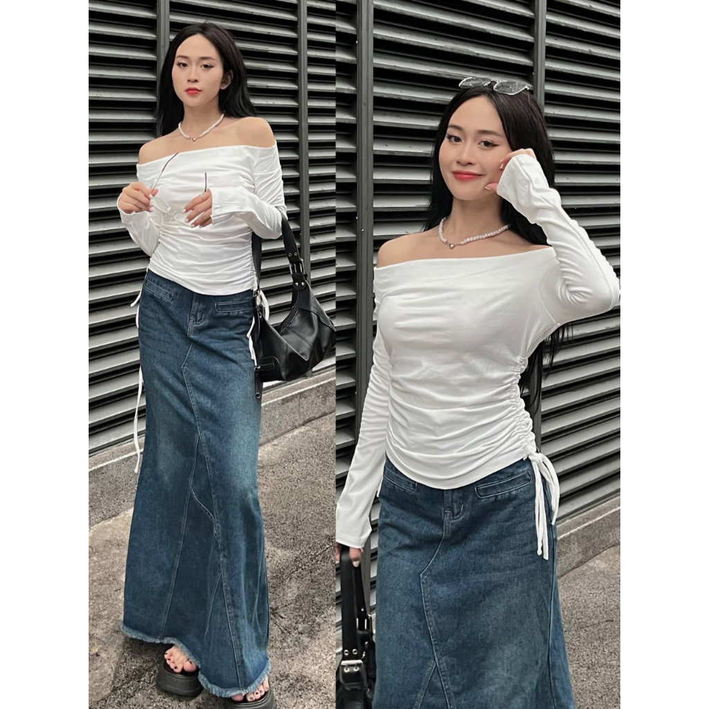 Áo thun dài tay vai kiểu dây rút 2 bên - 247store.vn - A286/P4K5
