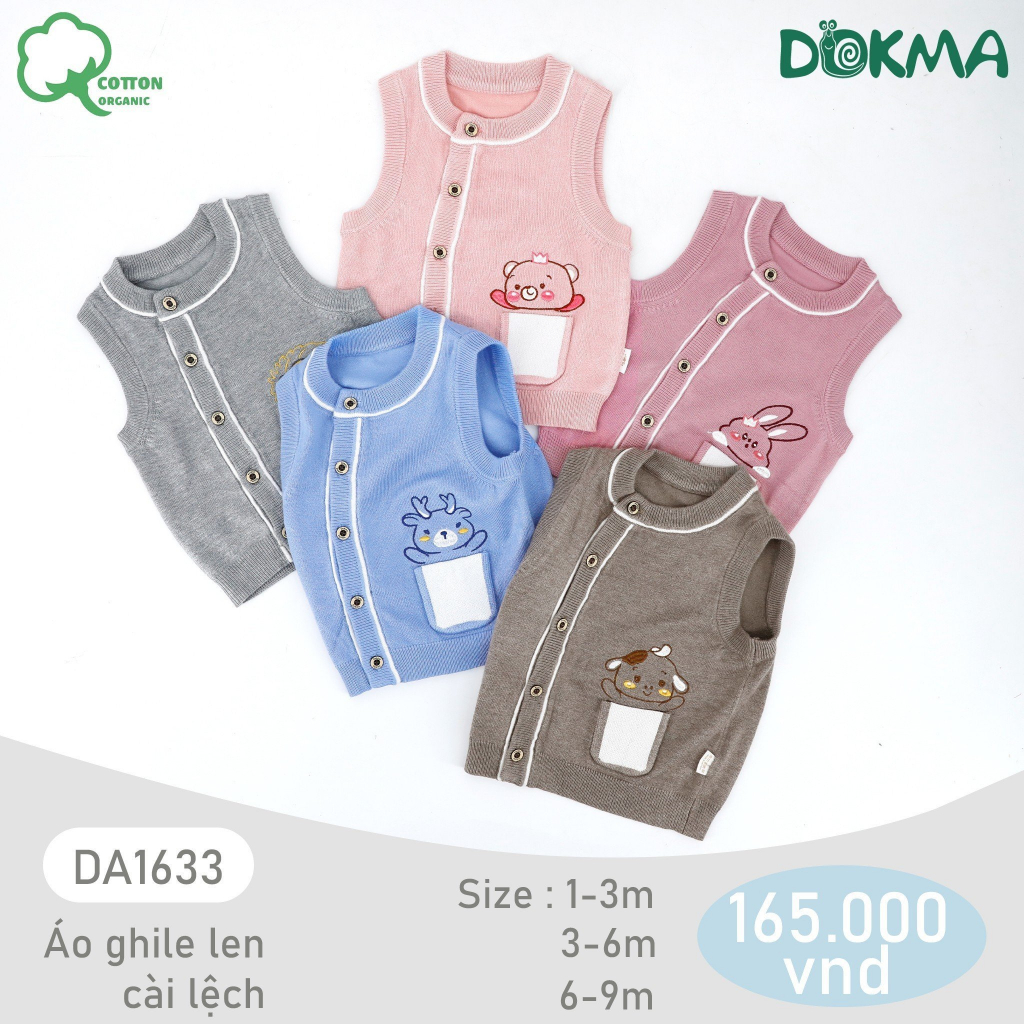 Áo gile len - gile chần bông sơ sinh cho bé trai - bé gái Dokma