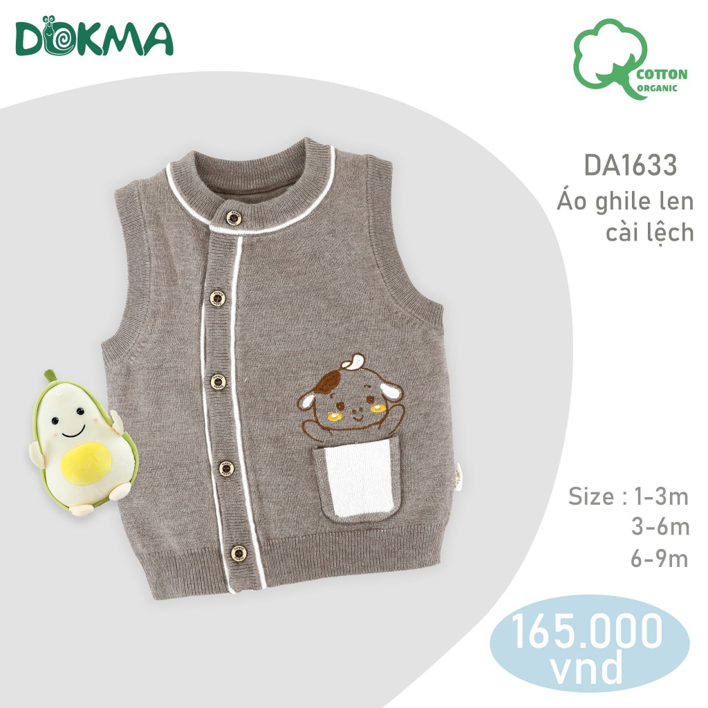 Áo gile len - gile chần bông sơ sinh cho bé trai - bé gái Dokma