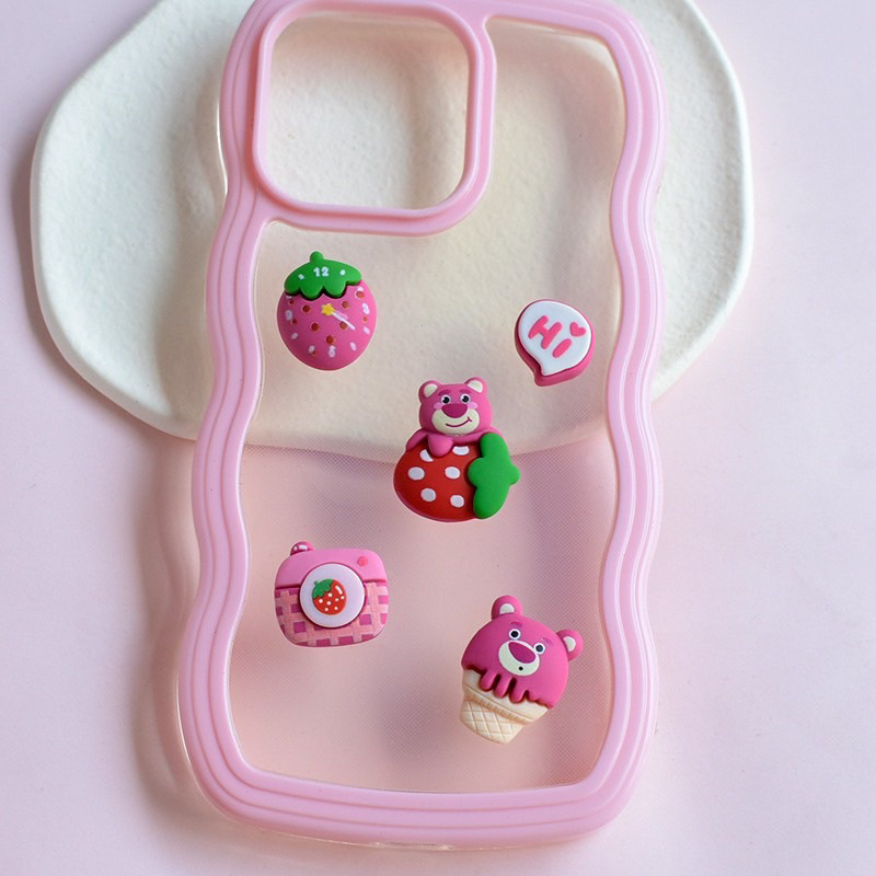 Charm, Dụng Cụ Charm Trang Trí Hình Bé Gấu Dâu Hồng Nhiều Họa Tiết