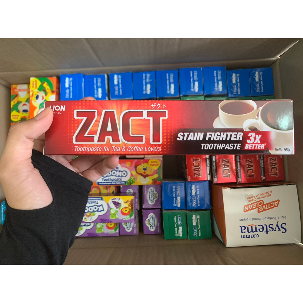 Combo 2 tuýp kem đánh răng Nhật Bản Zact 190g - dành cho người hút thuốc, uống trà & cà phê