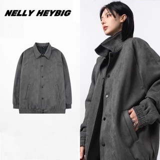 Áo khoác bomber 7445 Nelly Heybig chất da lộn form rộng hai lớp dành cho nam và nữ 79