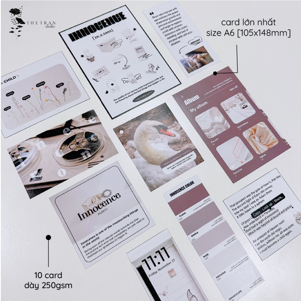 Bộ 25 postcard poster sticker nghệ thuật A6 decor phòng dán tường sổ tay / keep your innocence / thetranstudio