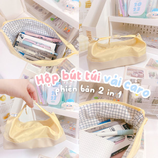 HỘP ĐỰNG BÚT VẢI BASIC FLUFFY HÀN QUỐC NGĂN RỘNG