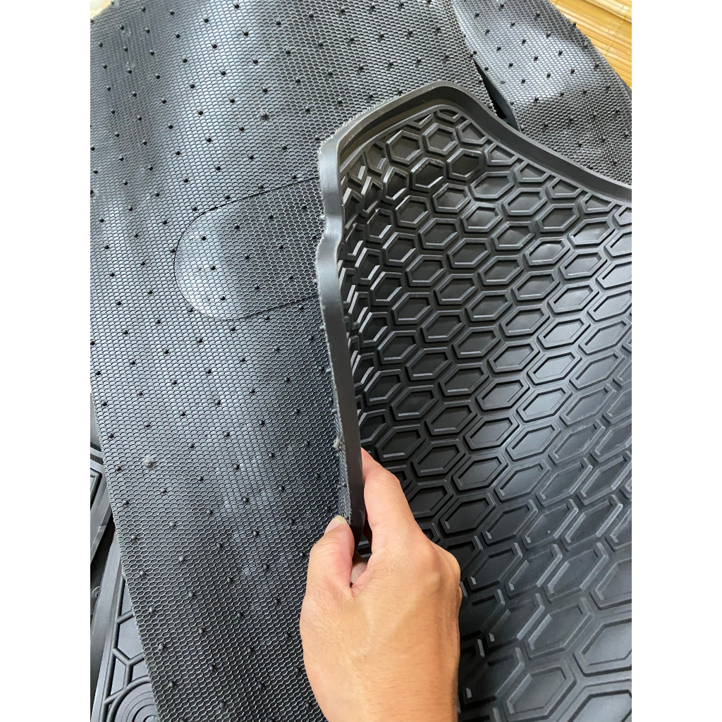 Thảm sàn, Thảm Lót Sàn Cao Su Nissin Đúc Vân Tổ Ong Chuẩn Form Xe Kia Carens