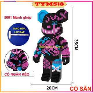 xếp hình Gấu Bearbrick jinx ironman phi hành gia 35cm - 36cm lắp ráp mô hình cỡ lớn bear brick nanoblocks nano 3d