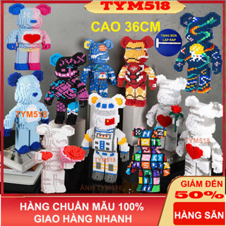 xếp hình Gấu Bearbrick ironman jinx phi hành gia 36cm lắp ráp mô hình cỡ lớn bear brick nanoblocks nano 3d t36