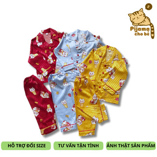 Pijama dài cho bé trai bé gái vải Gấm mềm mịn đẹp Nhiều mẫu ngộ nghĩnh size 1-5 tuổi 10-20kg