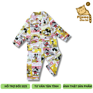 Bộ Pijama ngủ cho bé Lụa Satin mềm đẹp Nhiều mẫu size bé 1-9 tuổi 10-40kg