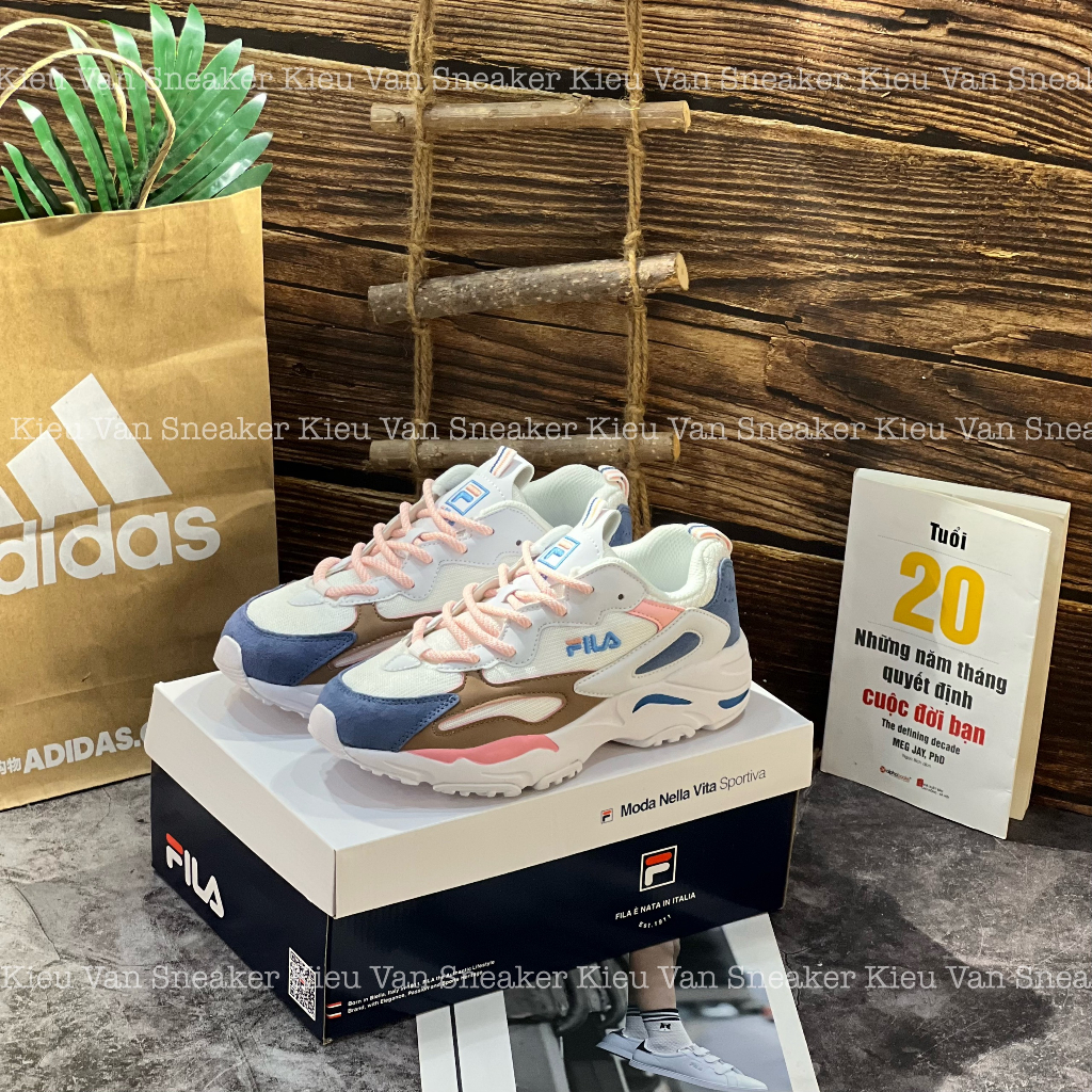 Giày thể thao sneaker FiLa Ray Tracer xanh hồng nữ cao cấp Full box