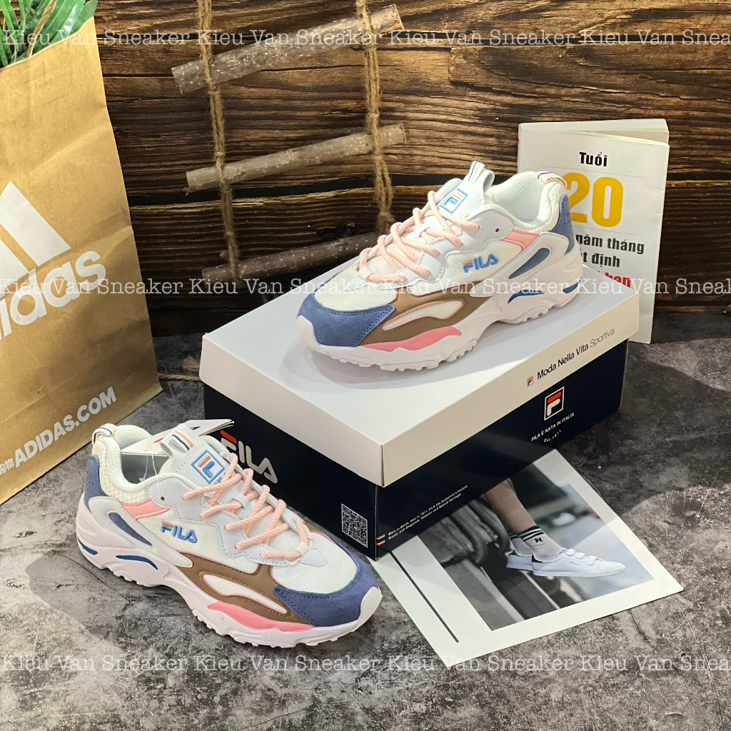 Giày thể thao sneaker FiLa Ray Tracer xanh hồng nữ cao cấp Full box