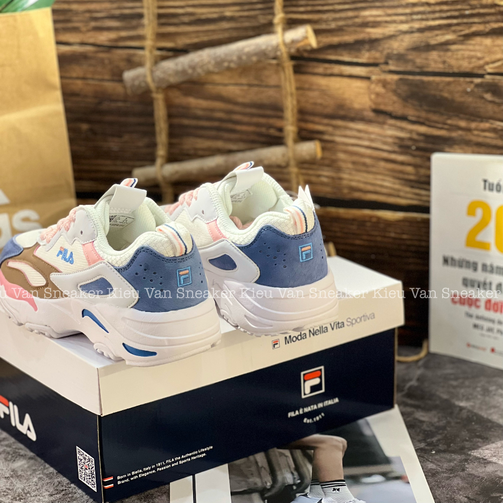 Giày thể thao sneaker FiLa Ray Tracer xanh hồng nữ cao cấp Full box