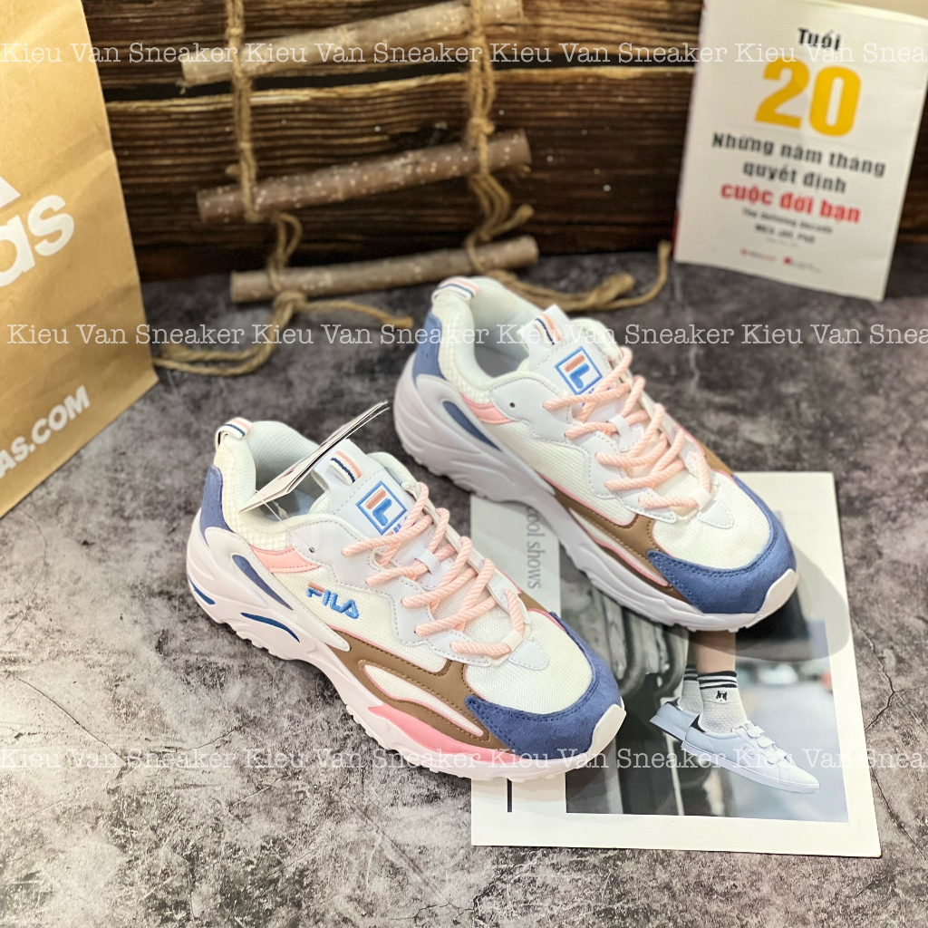 Giày thể thao sneaker FiLa Ray Tracer xanh hồng nữ cao cấp Full box
